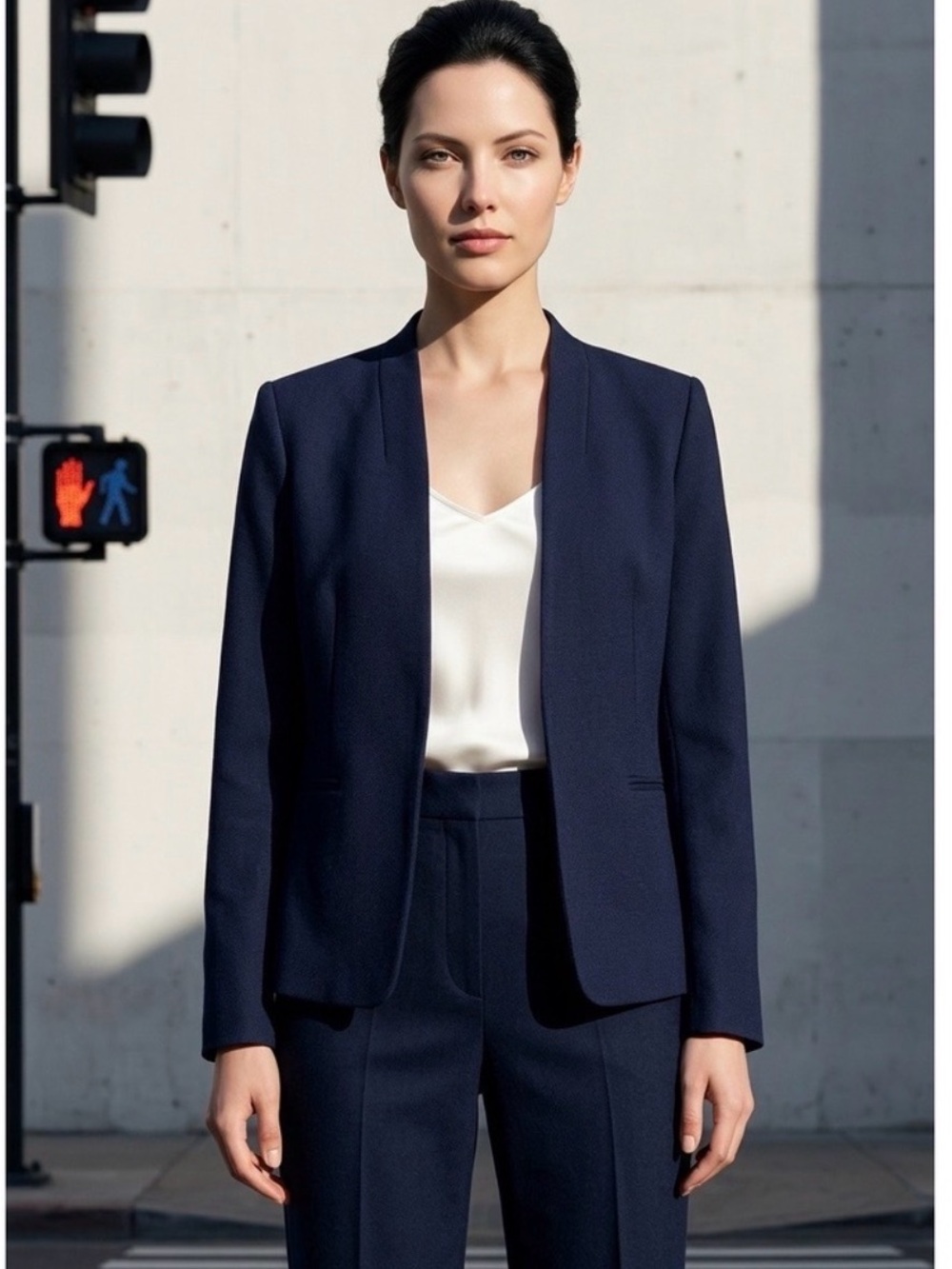 J. Crew Going-out Blazer Navy Blue Stretch Twill Open Front Size 10